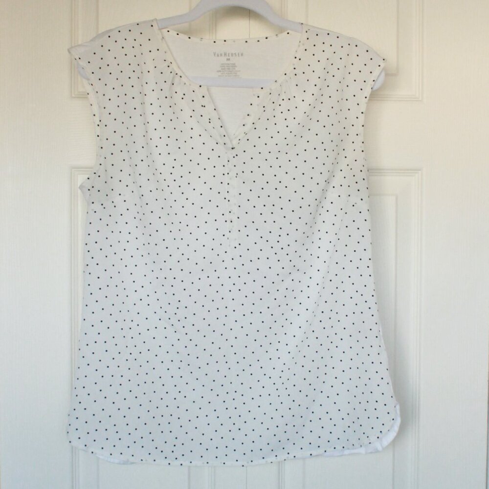 Van Heusen white and black dots tank size Medium